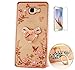 Produktbild Samsung Galaxy A5(2015)/A500F Hülle mit Panzerglas,Ultra Slim Silikon Transparent 3D Bling Glitzer Soft TPU Wasserdicht Shockproof Anti Slip Protection Case,Durchsichtig Weichem Silicone Thin Handyhülle,Butterfly Blume Kristall Diamant Glänzend Stoßdämpfend Spiegel Schutz Crystal Schutzhülle Etui Bumper mit Diamant Ring Standfunktion Tasche für Samsung Galaxy A5(2015)/A500F 5.0Zoll-[bogen rose gold]+Panzerglas Folie Displayfoile Displayschutzfolie