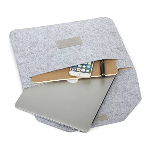 XGUO Klettband ShockProof MacBook Air iPad Pro 11.6-15.4 Zoll Filz Sleeve Hülle Ultrabook Laptop Tasche für Apple MacBook Air/ MacBook Pro und vieles mehr (11.6 Zoll, Grau) - 4