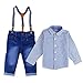 Eleery 3Pcs Fashipn Boy Kids Cotton T Shirt Top Waitcoat+Cowboy Trousers Pants+Suspenders Braces Outfit Overall Clothing Set Baby Wear