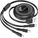 Borofone 3in1 USB iPhone 17 ile Uyumlu Şarj Kablosu &ndash; Type-C, Lightning, Micro USB &Ccedil;oklu Şarj Kablosu, 2A Hızlı Şarj, 1 Metre