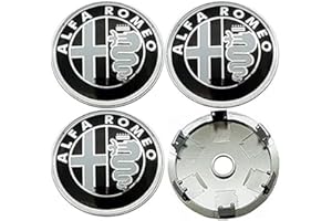 TURTLEDOVESHI 4 Pièces 60mm Cache Moyeux ​pour Alfa Alpha Romeo 159 147 156 Giulietta Mito, Enjoliveurs Logo Emblem Centre, Décalcomanie D'emblème de Logo, Design Élégant, Grands Accessoires