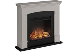 TAGU Helmi Caminetto Elettrico - Camino Elettrico con riscaldamento, 1500W, Programmabile a 7 giorni, Termostato Digitale, Telecomando (Beige Chiaro)