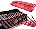 Bundle Monster 15pc Studio Pro Makeup Make Up Cosmetic Brush Set Kit w/ Pink Faux Crocodile Case - For Eye Shadow, Blush, Eyeliner, Etc.