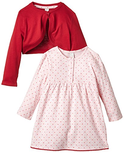 ESPRIT Baby-Girls Dress+Bolero Polka Dot Set of 2 Long Sleeve T-Shirt, Coral Red, 12-18 Months (Manufacturer Size:86)