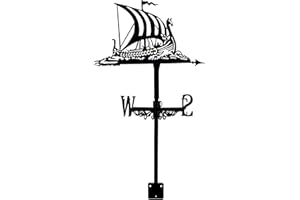 ANCNA-U Viking Ship Girouette pour Toit Métal Construction Girouette, Voilier Direction Girouette De Cour Fer Art pour Jardin Maison Abri Poteaux De Clôture Pergola
