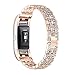 Produktbild YUYOUG_watch strap yuyoug Luxus Kristall Edelstahl Metall Armband Strap Strass Ersatz für Fitbit Laden 2, Rose Gold