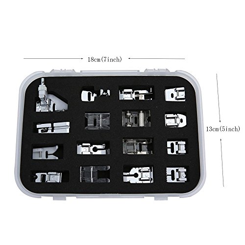 Icase4u® - Set di 11/15 piedini multifunzionali premistoffa. Accessori per macchina da cucire a pedale Kit da 16 pezzi