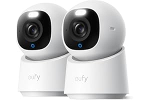 eufy Security E30 Camara vigilancia WiFi Interior, 2-Pack, 4K UHD, Detector IA de Humanos/Mascotas/Ruidos, Seguimiento automático, visión Nocturna, Rotación e inclinación de 360°