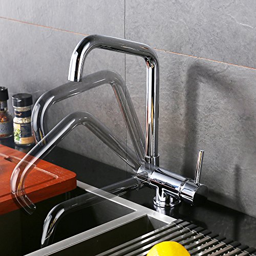 Homelody Chrom Vorfenster Küchenarmatur Wasserhahn Spültischarmatur Mischbatterie Armatur Wasserkran Spültischbatterie für Küchen - 4