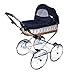 Produktbild Eichhorn Korb Puppenwagen Retroklassiker (Korb Natur, Stoff Marineblau)