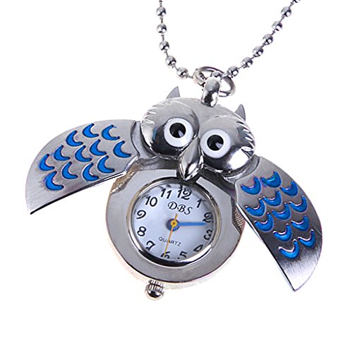 WOW! Mini Eule Halskette Uhr Taschenuhr Silber Blau WOW! Mini Eule Halskette Uhr Taschenuhr Silber Blau