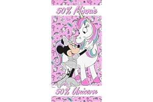 Various Toalla de Playa Infantil con Licencia Oficial Disney (Minnie Mouse Unicornio)
