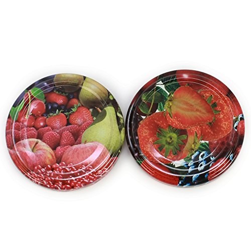 COM-FOUR® 20x Ersatzdeckel „Obst“, Deckel für Sturzgläser, Marmeladengläser, Einmachgläser, TO 66 cm - 3