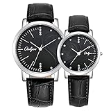 Hswt Quarzuhr für Frauen Herrenuhr Mode Uhren für Paare Wasserdicht Ultradünn Zubehör ansehen Quarzuhr für Männer und Frauen,Black