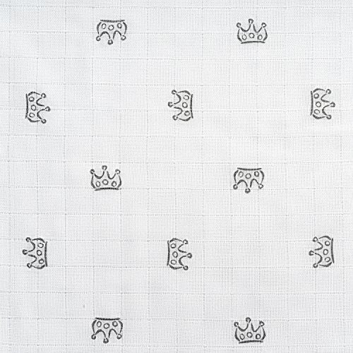 4 Stück – Mulltücher / Spucktücher / Mullwindeln, 80 x 80 cm – bedruckt – Krönchen Grau, doppelt gewebt mit verstärkter Umrandung, maschinenwaschbar bis 60° C, Öko-Tex Standard 100 - 2