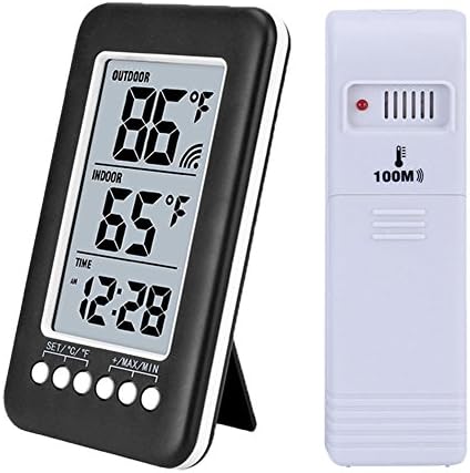 HICIECOO LCD Digital Indoor Outdoor Thermometer Clock Temperature Meter with Transmitter Refrigerator Thermometer