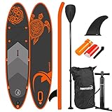 Nemaxx Sup Stand Up Paddle - Planche Gonflable - avec Sac à Dos de Transport, Rame en Aluminium, Pompe à air Haute Pression, Kit de réparation, et Sangle pour Pied M Orange/Anthracite