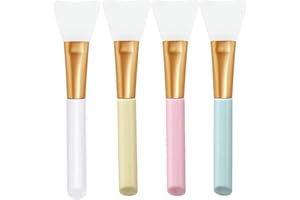 Rnitle Set of 4 Silicone Face Mask, Hairless Face Mask Brush Set, Face Applicator Brushes for Applying Face Mask, for DIY Eye Mask, Skin Care (White + Pink + Yellow + Blue)