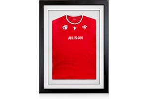 Alison Kingsgate 70×50cm Juniors Football Shirt Frame-3D Deep Box Sports Shirt Display with White Mount 34x50 cm Window for Football, Cricket or Marathon Jersay-DIY Kit Mount & Perspex-Matte Black