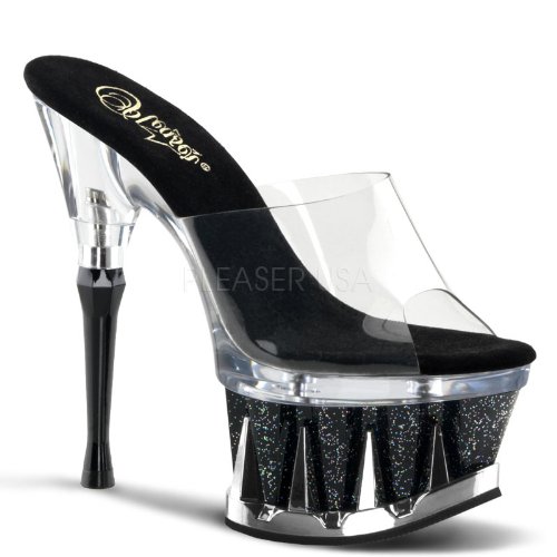 Preisvergleich Produktbild Pleaser Plateau Pantolette SPIKY-601MG - Klar / Schwarz 41 EU
