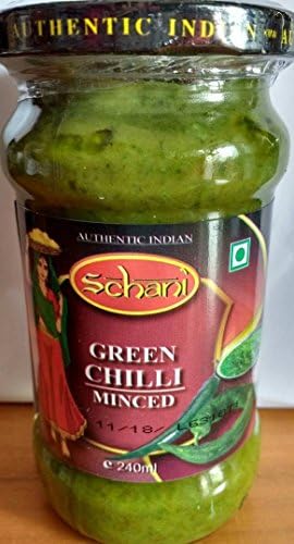 Indianstore24 Schani Minced Green Chilli, Gruene Chili, Piments, Chile - 240ml
