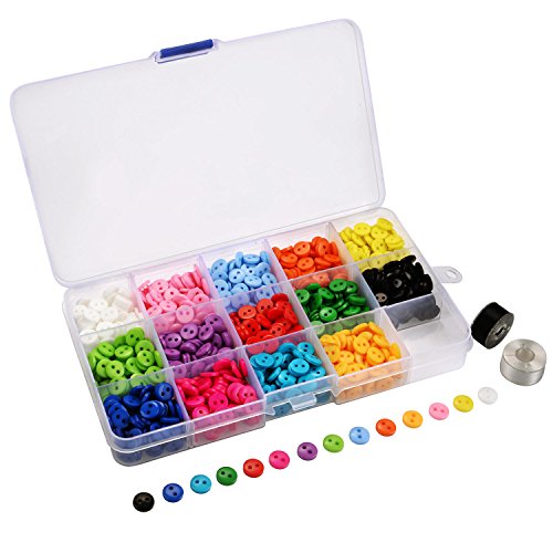 Shappy 1050 Stück Harz Knopf 2 Loch Rund Nähen Flatback Knopf für Nähen Kunst DIY Handwerk mit Nähen Garn und Box, 14 Farben