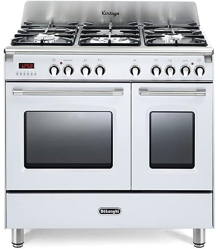 Cuisinière à Gaz De'Longhi MEM 965 BA ED - 5 Brûleurs, Four Électrique 87 L, Dimensions 90x60 Cm, Crème