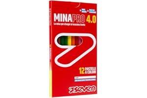 Seven Set Matite Colorate - Scatola da 12 pz - Confezione Pastelli Colorati - Colorate Scuola, Ufficio - MINA 4.0 - Spazio Etichetta Nome - Matite, Scuola