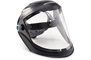 Jackson Safety 14201 Maxview Face shield/Face guard anti-fog coating, visor face protection and ratcheting headgear, Black