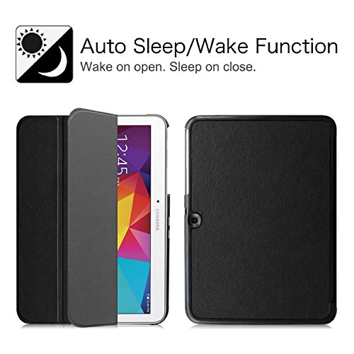 Fintie Samsung Galaxy Tab 4 10.1 Hülle Case – Ultra Schlank Superleicht Ständer Smart Shell Cover Schutzhülle Etui Tasche mit Auto Schlaf / Wach Funktion für Samsung Galaxy Tab 4 10.1 SM-T530 SM-T535 (nicht geeignet für Samsung Galaxy Tab 3 10.1), Schwarz - 3