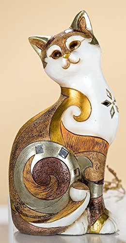 GILDE exklusive Dekofigur Katze Katzenfigur Dekokatze byzantini mit Spiegelmosaik nach links schauend, 27 cm