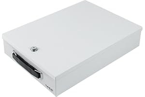 HMF 141-07 Cassetta per documenti con chiusura a chiave | DIN A4 | 37,5 x 26,5 x 8 cm | Grigio chiaro