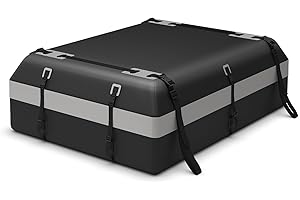 TANGZON 15/21 Cubic Feet Car Roof Bag, Waterproof Rooftop Cargo Carrier Bag with Straps & Non-Slip Mat, Roof Top Luggage Storage Box (21 Cubic Ft/600L with Combination Lock, Black+Grey)