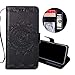 Produktbild Obesky PU Lederhülle für Galaxy J5 2017, Retro Mandala Muster Design Wallet Flip Cover mit Kartenfach Magnetverschluss und Standfunktion Schutzhülle für Samsung Galaxy J5 2017 SM-J530F, Schwarz