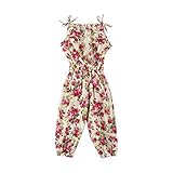 Goodsatar Bebé recién nacido &nbsp;Bebita &nbsp;Correa floral Mezcla de algodón Jumpsuit Romper &nbsp;Pantalones harem Traje de ropa (4T/4años, Beige)