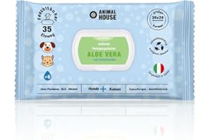 Animal House Dufttücher 35 Stück: Hypoallergene und biologisch abbaubare Feuchttücher für die tägliche Reinigung von Hunden und Katzen (35, Aloe und Chlorhexidin)