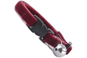 COOL CAT COLLARS Claret Red Double Velvet Soft Cat Collar. Beautiful cat safety collars with bell available in a range colours made in the UK from velvet ribon, purrfect for your kitty