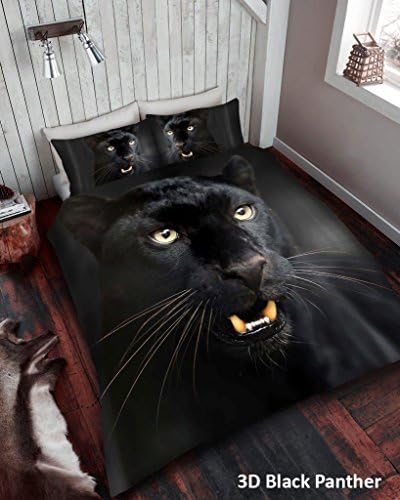 Black Panther 3D Animal Print Duvet Cover Set And Throw Overs Double Size Separately (Mink Throw Over)