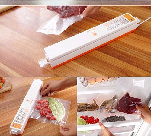 ROGUCI Kleine Vakuumiergeräte,Vakuumierer, Vakuumiert ,Folienschweißgerät ,Vakuumieren von Lebensmitteln Vakuum kuumierer für zu Hause,Vakuumiergeräte für Haushalt, Gastronomie, Handel und die Industrie inkl. 15 gratis Vakuumbeutel Vakuumiergeraete 100 W - 4