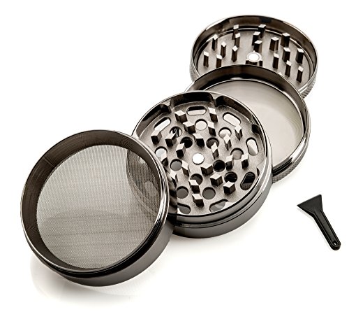 4-teiliger Grinder mit hochwertigem Magnetverschluss – Kräutermühle von MyGreenWarehouse im exklusiven Metallic-Look – Crusher inklusive Reinigungszubehör - 4