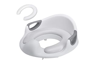 MEERO LONDON Potty Training Toilet Seat for Kids Toddlers Boys Girls Toilet Trainer Ring with Handle and Backrest, Apply to Round and Oval Toilets (1 x Brush + 1 x Dismountable Cushion + 1x Hook)