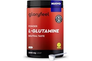 GLORYFEEL L-Glutammina in Polvere 600g, 5000 mg ad Alto Dosaggio, Scorta di 4 Mesi, Aminoacido Glutammina ad Alto Assorbimento, Gusto Neutro, 100% Vegan, Senza Additivi