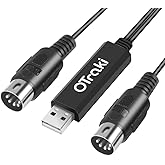 OTraki Midi Out USB, 5 Pin Midi Cable 3m/6.6Ft for Music Keyboard Piano to PC Laptop Keyboard USB Cable USB MIDI Interface Co