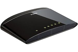 D-Link DES-1005 5-Port Fast Ethernet Unmanaged Desktop Switch, Hub, Internet Splitter, Fanless, Plug and Play - UK Model