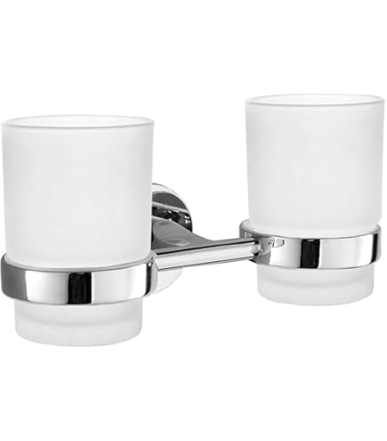 Ambrosya - Rvs Tandenborstel houder met glas - Bekerhouder Tandenborstel Tandenborstel Cup Tandpasta Bad - België