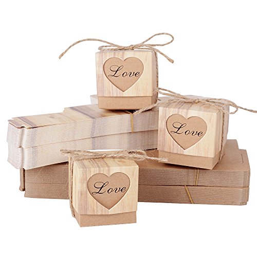100 Stk. Gastgeschenk Box inkl. Juteschnur 5x5x5 cm Geschenkbox für Hochzeit, Taufe usw. Pralinenschachtel süßigkeiten Bonboniere - 5