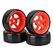 Produktbild BQLZR 65 mm Aussendurchmesser aus schwarzem Kunststoff Drift Glatte Reifen mit rotem Kunststoff 5-Speichen-Felgen fuer RC 1: 10 On Road Racing Car Pack 4
