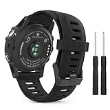 MoKo Garmin Fenix 3 / Fenix 5x Sport Watch Armband - Silikon Sportarmband Uhr Band Strap Ersatzarmband Uhrenarmband mit Werkzeug für Garmin Fenix 3 / Fenix 3 HR GPS Smart Watch, Schwarz