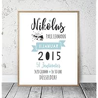 Kinderposter Geburtsanzeige Superheld skandinavischer Stil - Geburtsdruck Wunschname und individuelle Daten für Jungen, Baby, Geschenkidee zur Geburt, Taufe, Geburtstag - ungerahmt