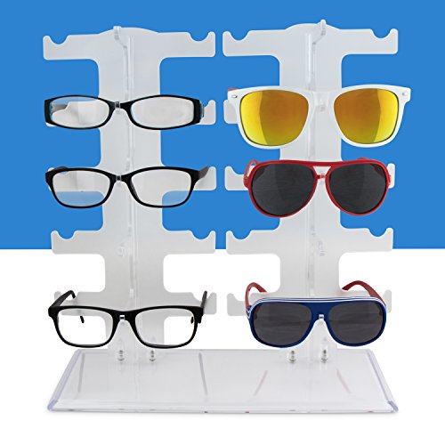 VENKON – Brillenhalter für 10 Paar Brillen Organizer für Aufbewahrung & Präsentation – Acryl Transparent – ca. 32 x 13 x 32 cm - 4